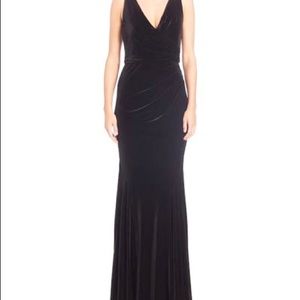 Badgley Mischka off black velvet gown